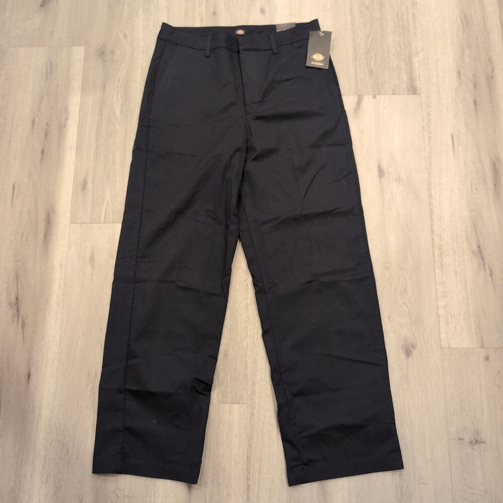 NWT Dickies Men’s 32x32 Wide Leg Twill Pants High Rise Navy Blue Stretch